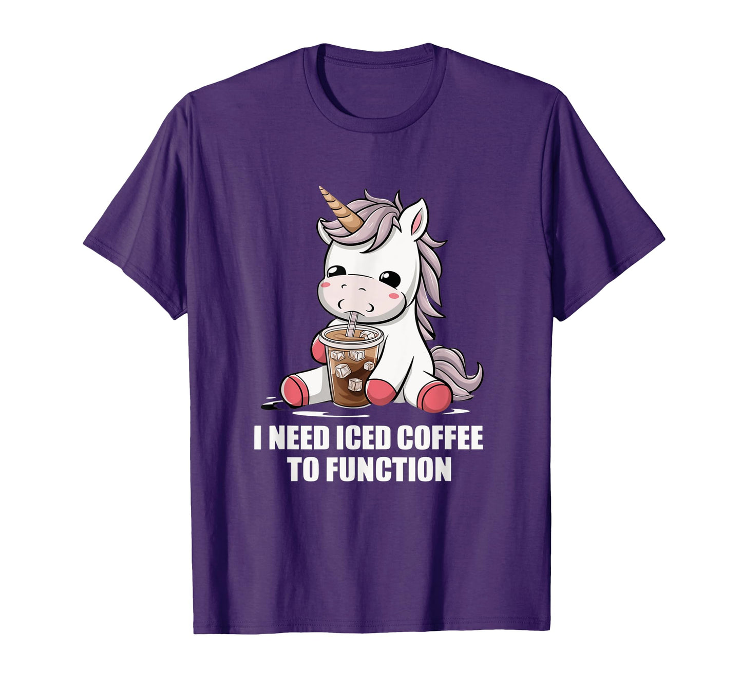 I Need Iced Coffee to Function Cute Unicorn Coffee Lover T-Shirt
