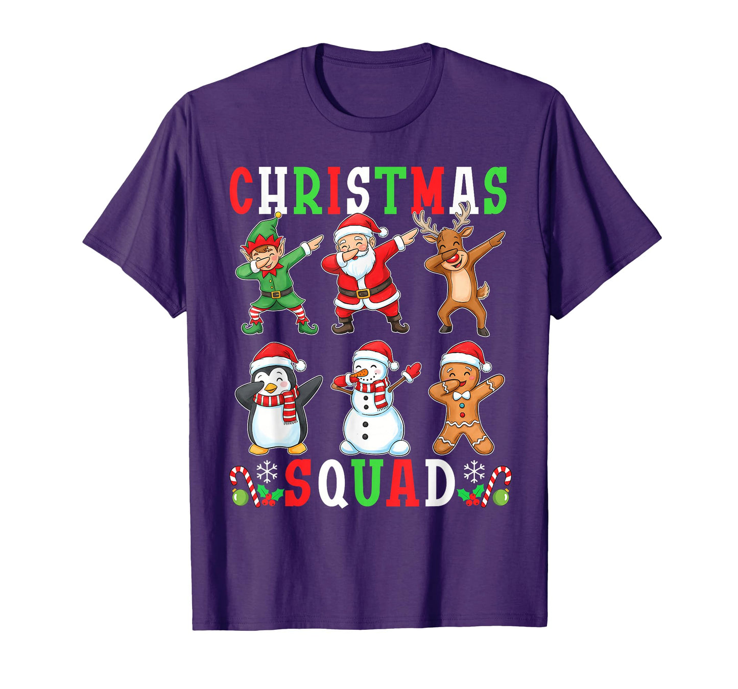 Christmas Squad Funny Matching Santa Reindeer Snowman Dab T-Shirt