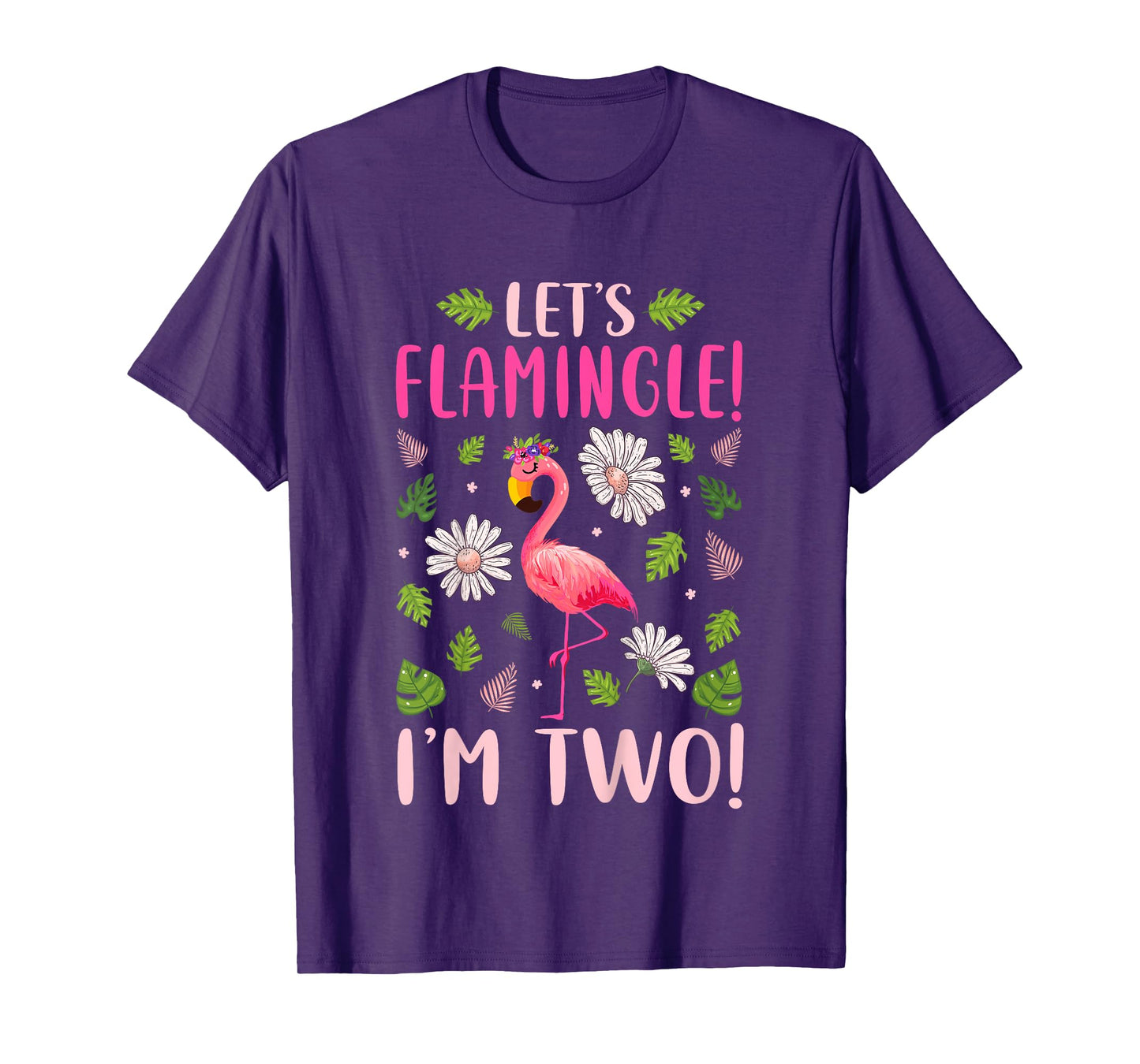 Kids Let's Flamingle I'm Two 2 Years Old 2nd Birthday Flamingo T-Shirt