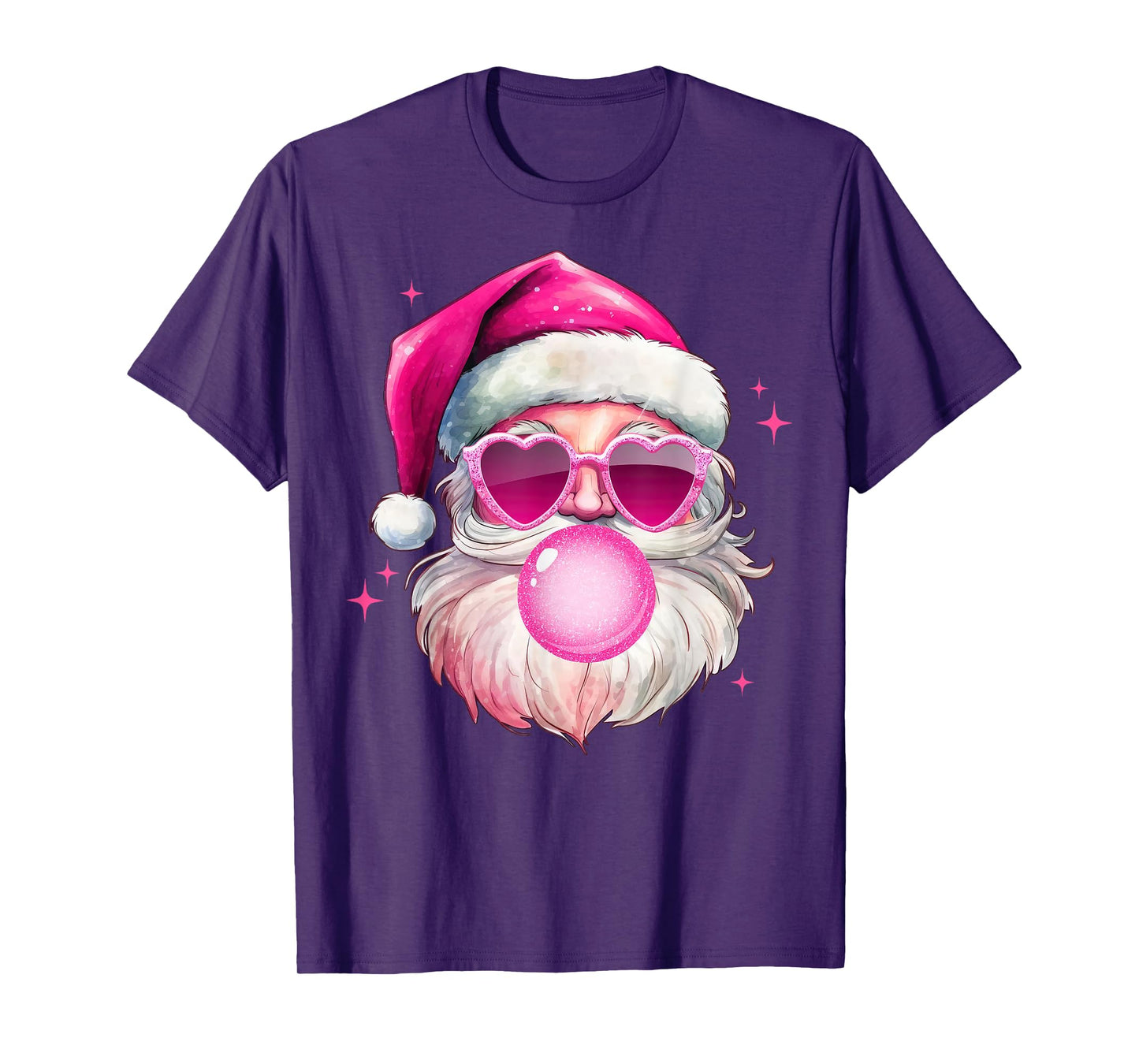Cute Pink Santa Christmas Blowing Bubble Gum Xmas Girls T-Shirt