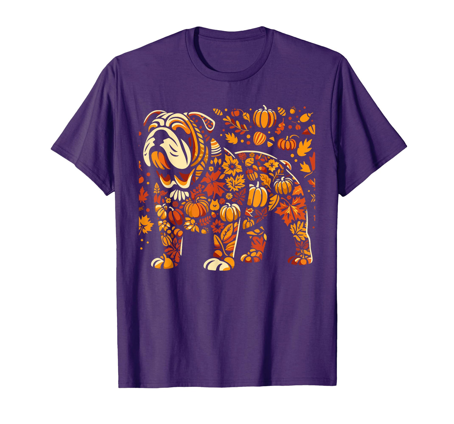 Autumn Pumpkin Fall English Bulldog Thanksgiving Womens Mens T-Shirt