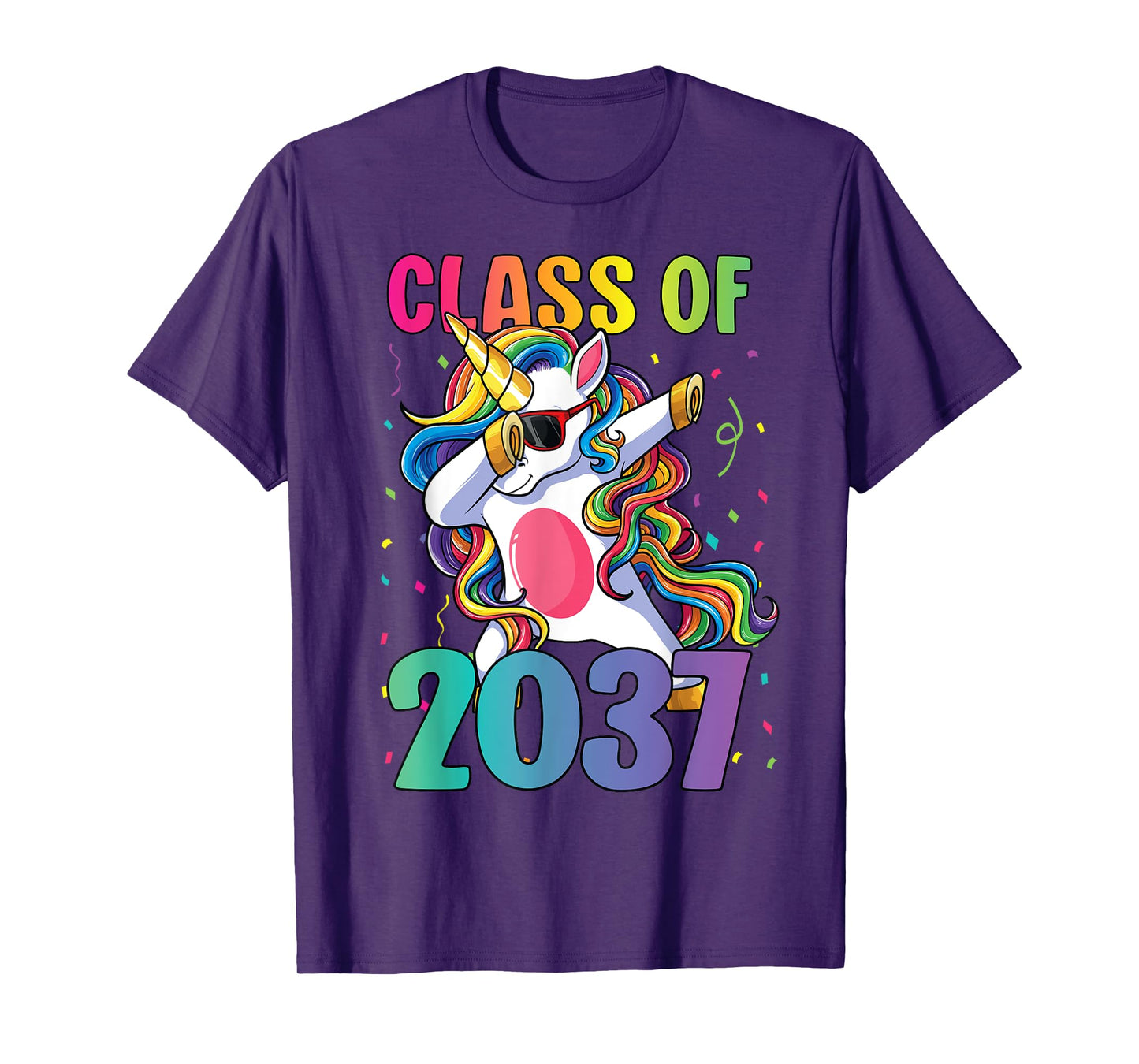 Class of 2037 Shirt Girls Kids Dabbing Unicorn Grow With Me T-Shirt