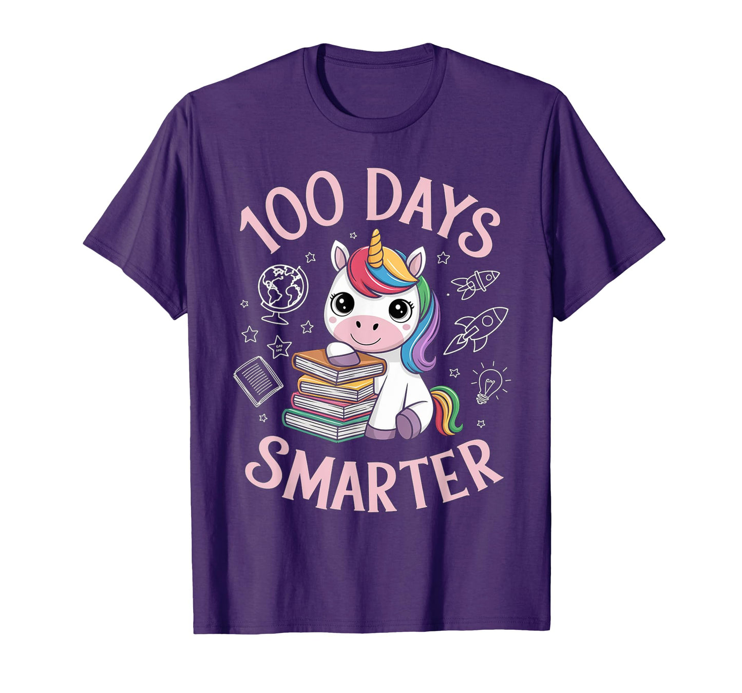 100 Days Smarter Happy 100th Day Of School Unicron Girls T-Shirt