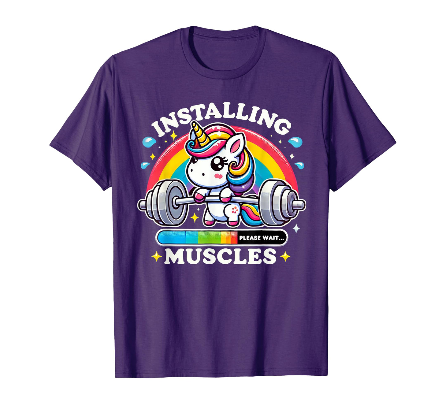 Installing Muscles Unicorn Workout Motivation Funny Gym T-Shirt
