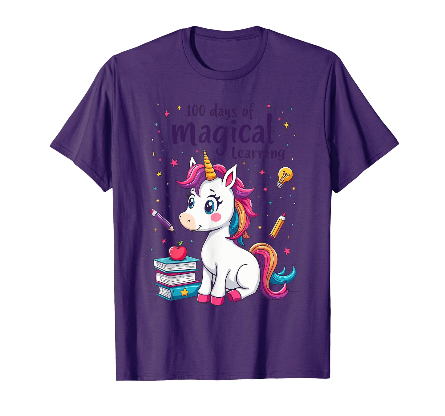 100th Day Kindergarten Kids Girls Unicorn 100 Days Of School T-Shirt