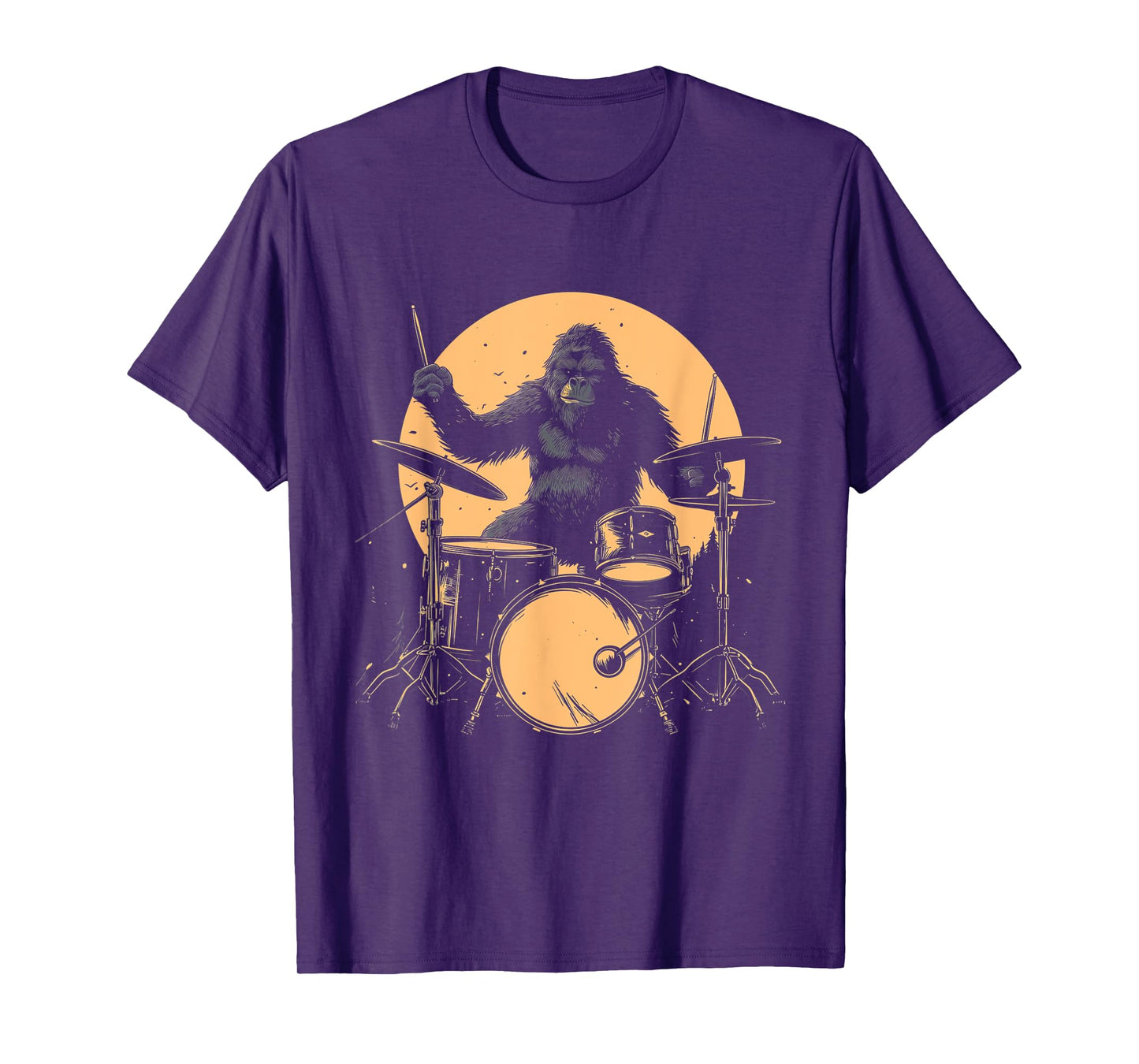 Drummer Bigfoot Playing Drums Funny Sasquatch Drumming T-Shirt