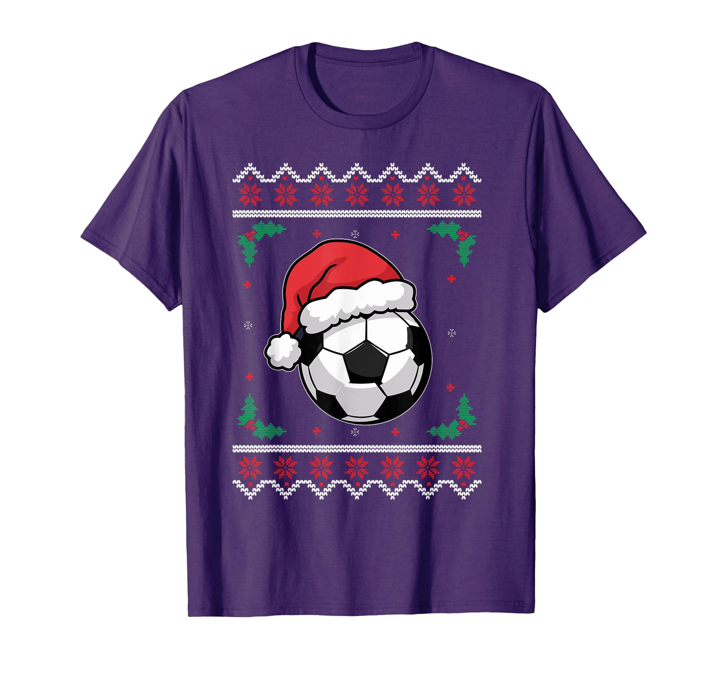 Christmas Santa Football Xmas Ugly Soccer Boys Kid Youth T-Shirt