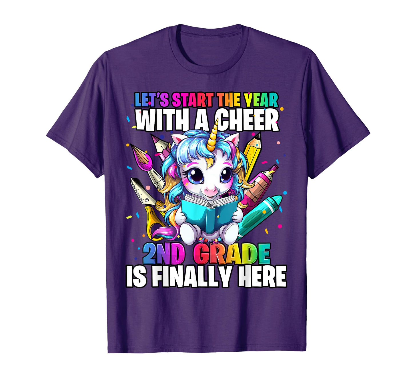 Unicorn 2nd Grade Back to School First Day of School Girls T-Shirt