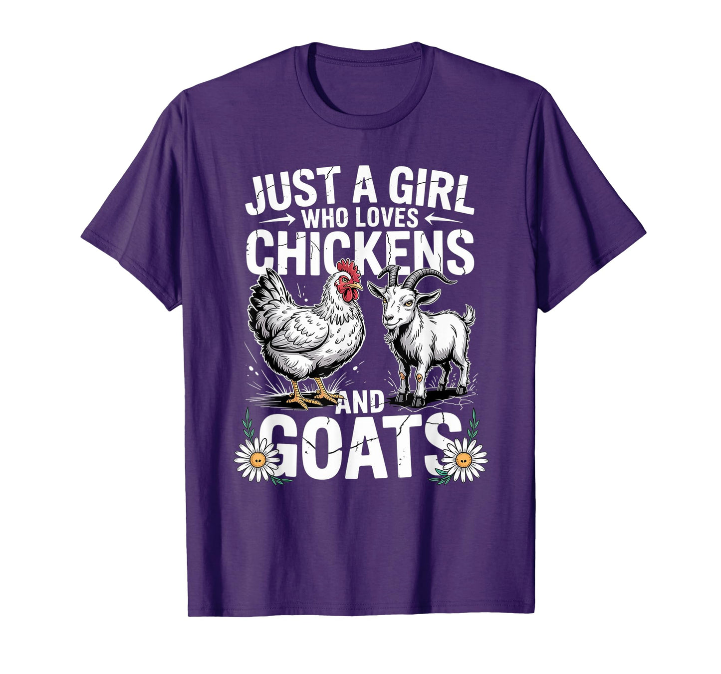 Cute Just A Girl Who Loves Chicken and Goat Poultry farming T-Shirt