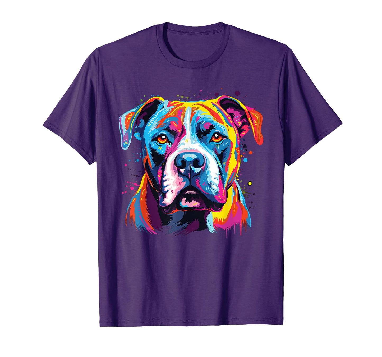 Watercolor Colorful American Bulldog Dog T-Shirt