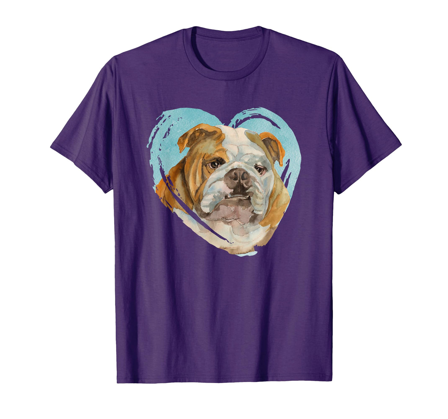 English Bulldog Portrait - Watercolor Dog Graphic Men Women Girls Kids T-Shirt