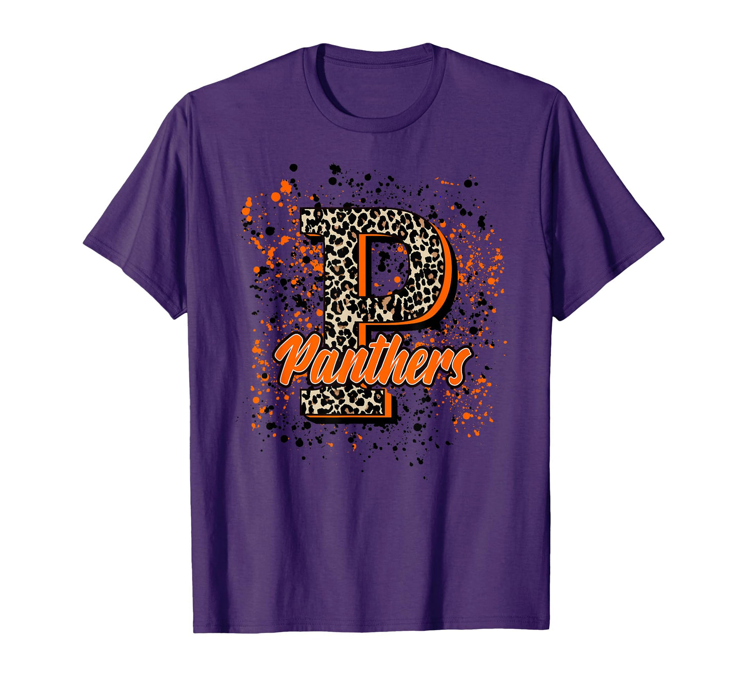Panthers Mascot Orange and Black School Spirit T-Shirt