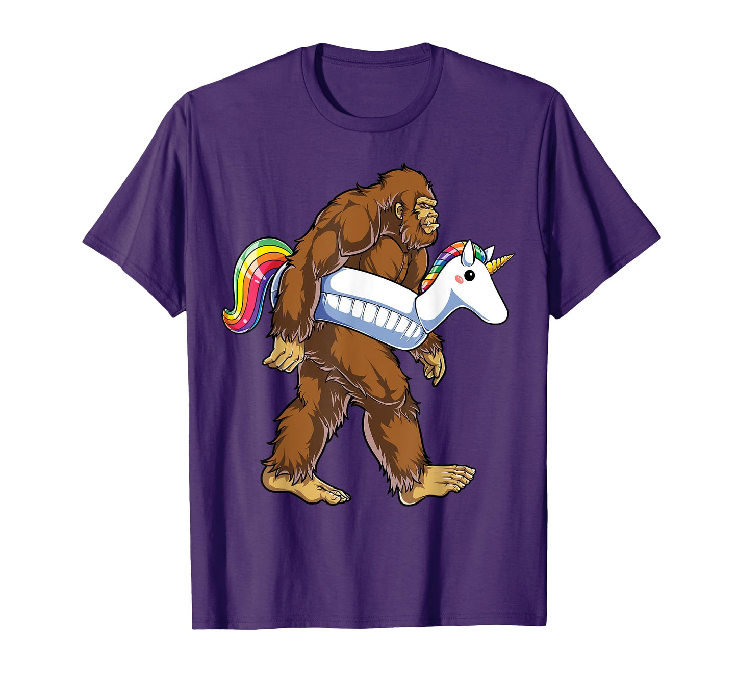 Pool Party Bigfoot Unicorn Float Funny Sasquatch Rainbow T-Shirt