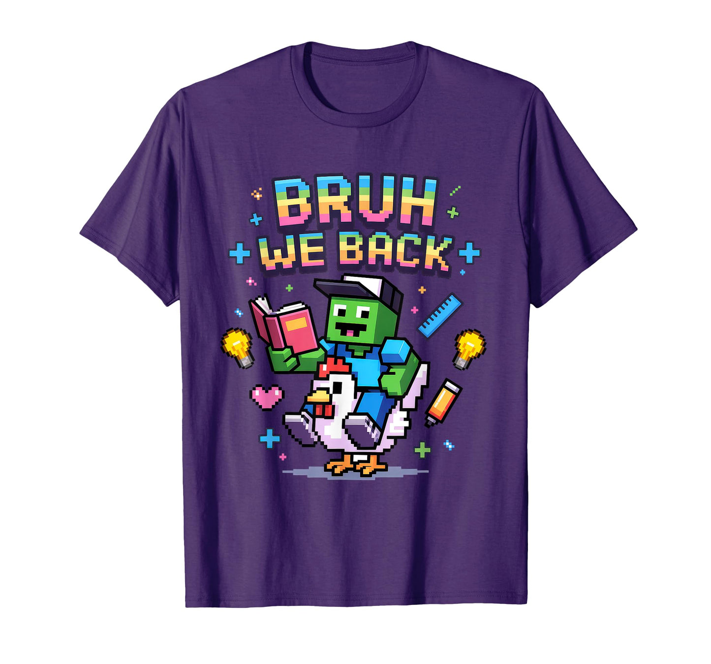 Bruh We Back to School Pixel Art Family Matching Shirt Kids T-Shirt