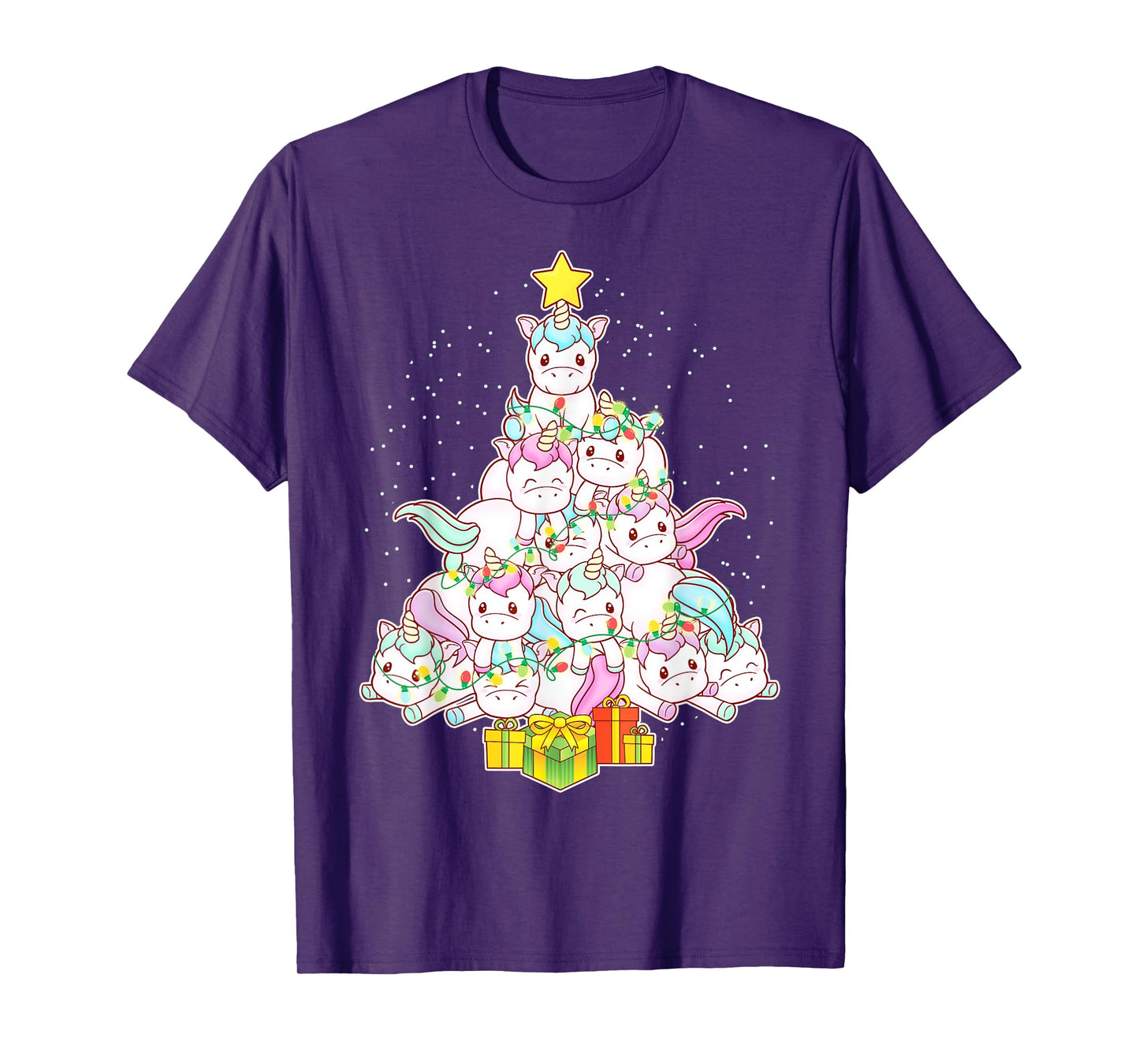 Unicorns Christmas Tree Unicorn Cute Girls Women Mom Kids T-Shirt