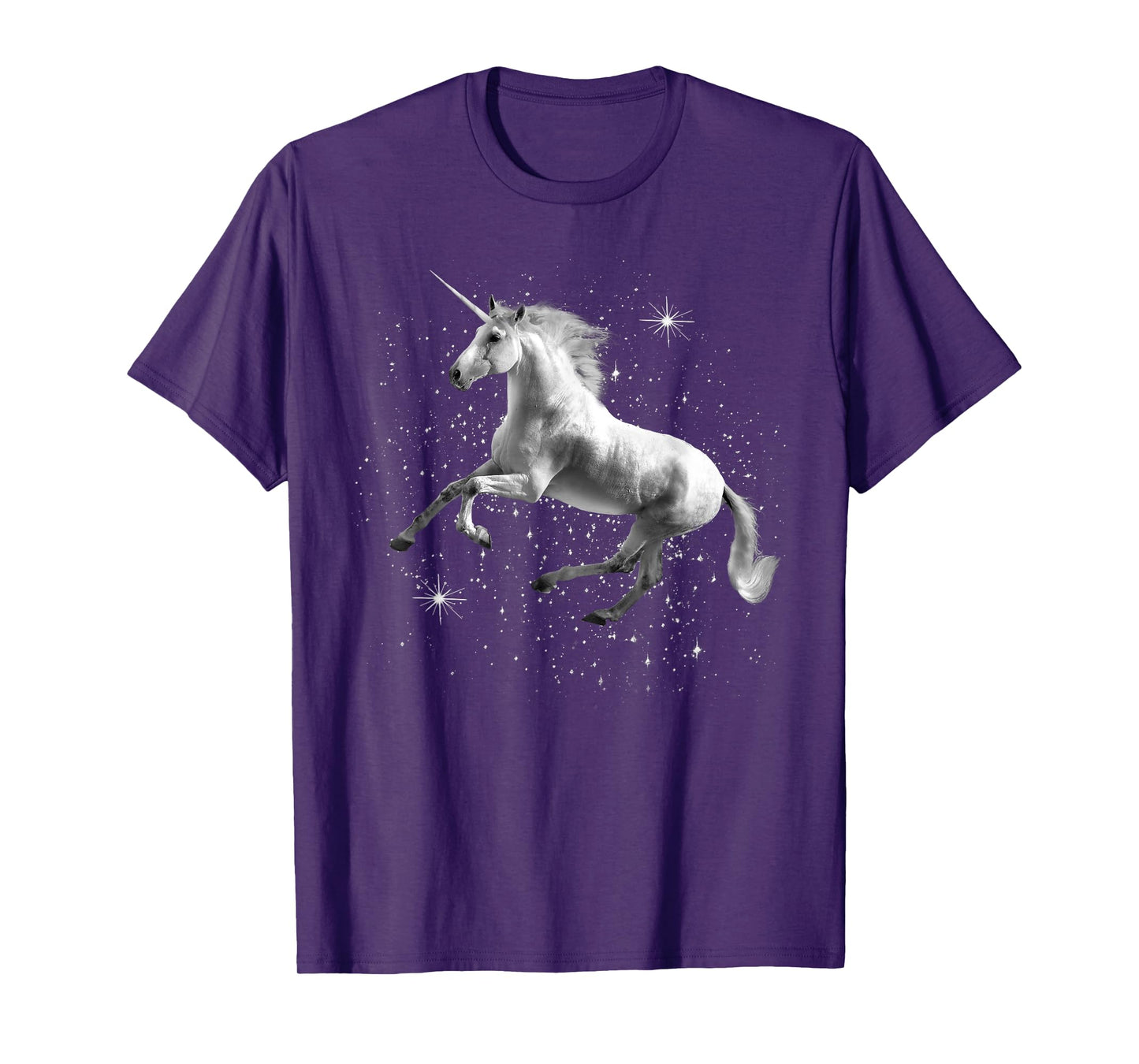 Unicorn Black and White Starry Stars T-Shirt