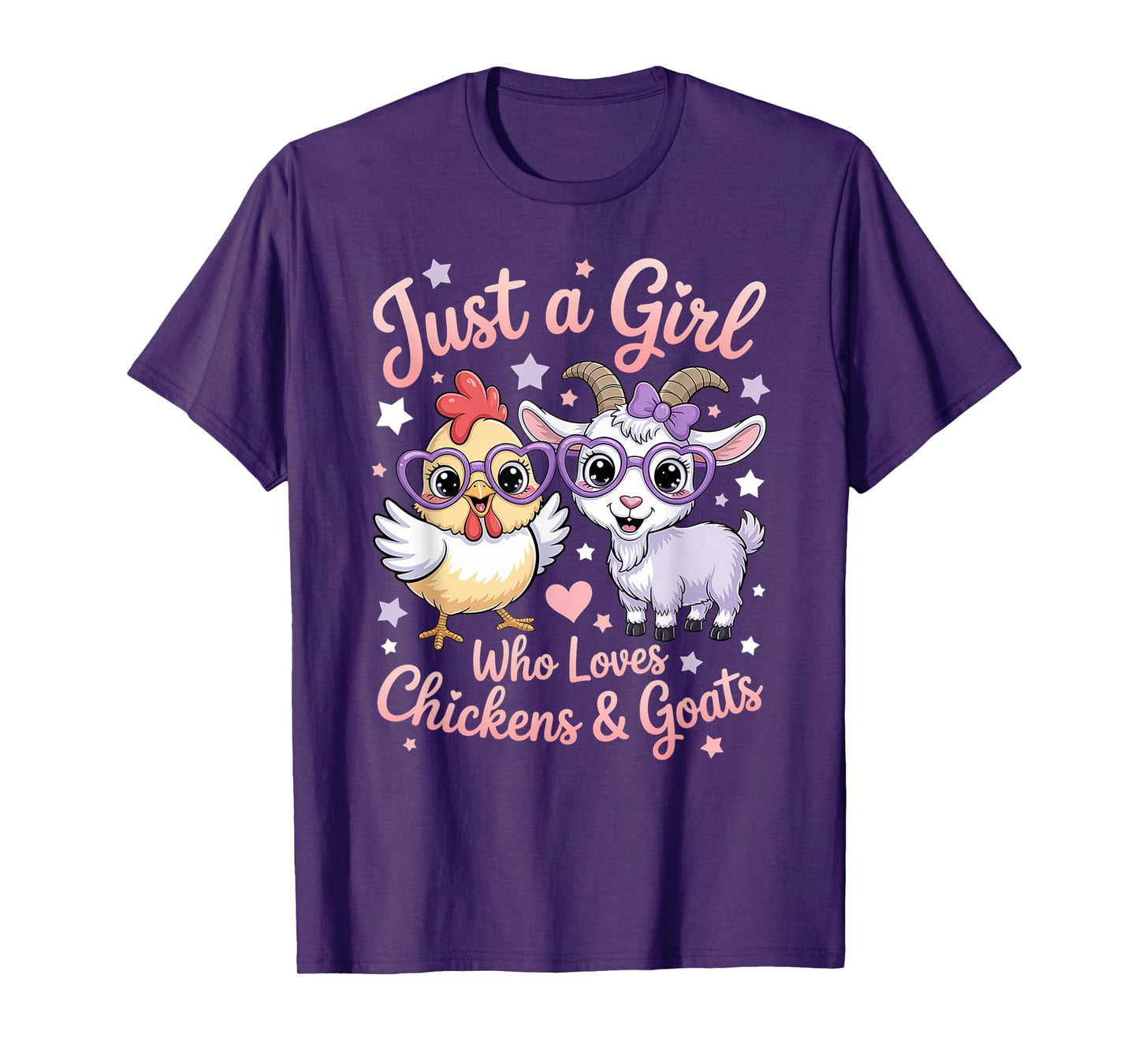 Cute Just A Girl Who Loves Chickens and Goats Farming Farmer T-Shirt