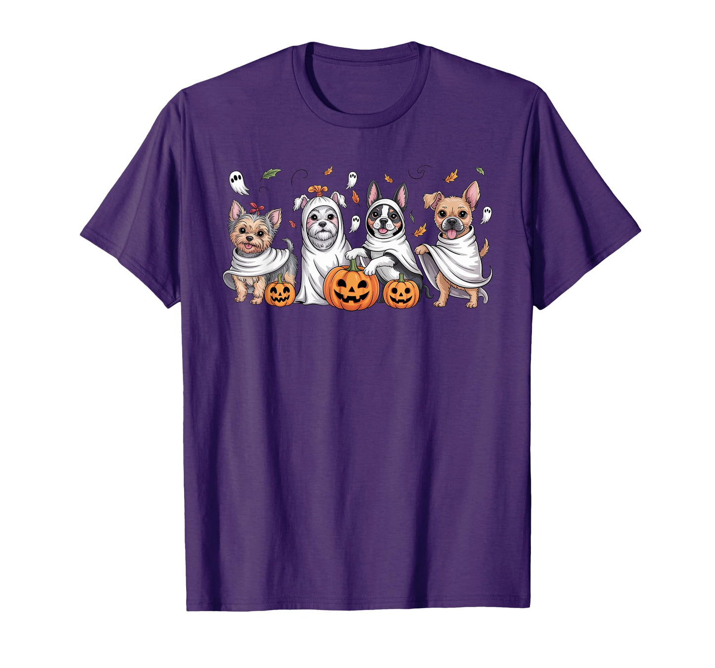 Dogs Ghosts Cute Dogs Dressed As Ghost Funny Halloween Dog T-Shirt