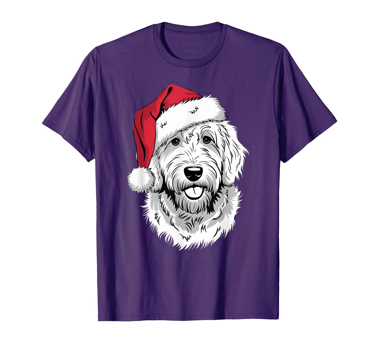 Joyful Doodle Santa Dog on Golden Doodle Christmas T-Shirt for Men Women Kids