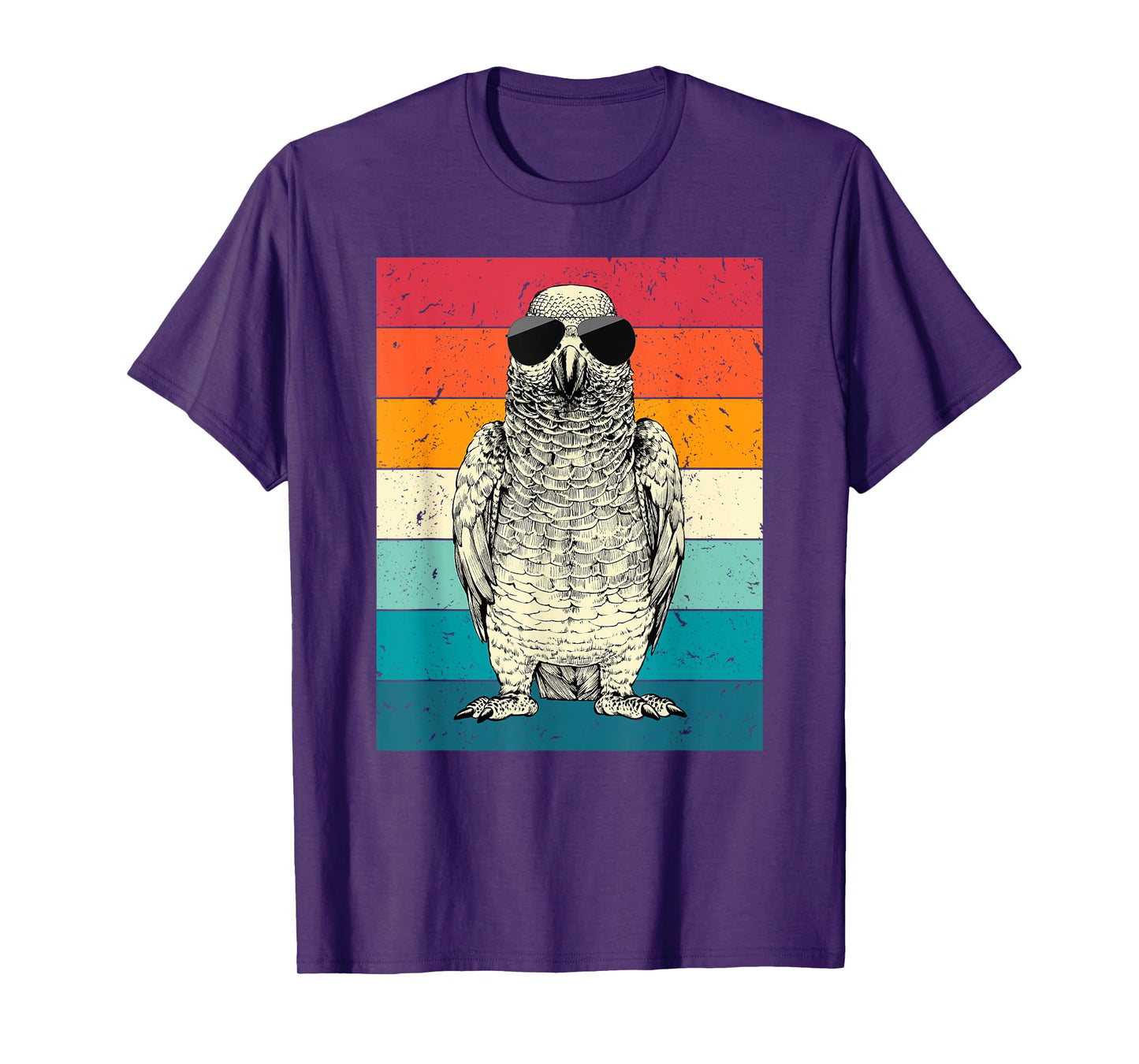 Retro Vintage African Grey Parrot with Sunglasses Bird Lover T-Shirt