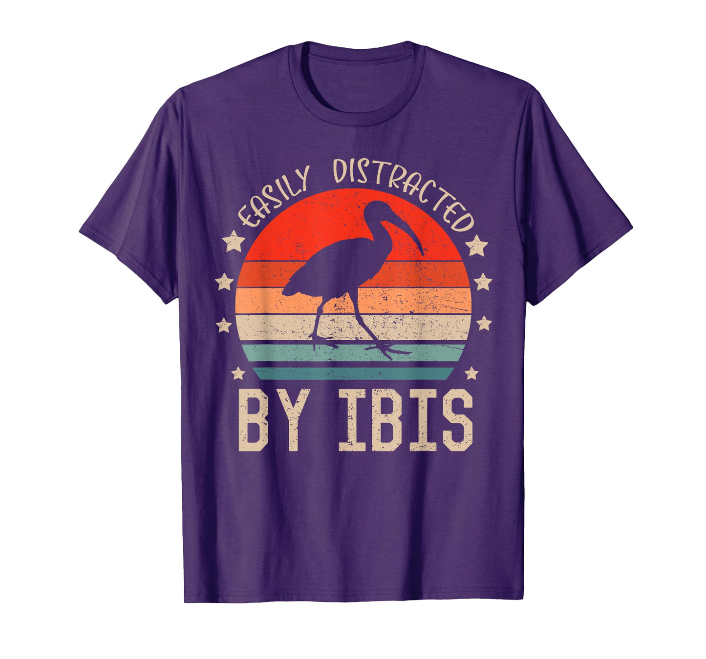 Easily Distracted By Ibis Retro Funny Birds Ibis Lover T-Shirt