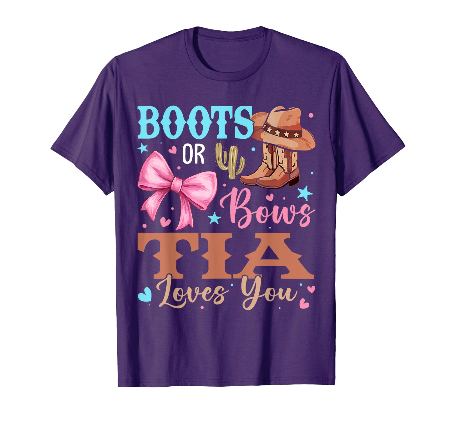 Boots or Bows Gender Reveal Decorations Tia Loves You T-Shirt