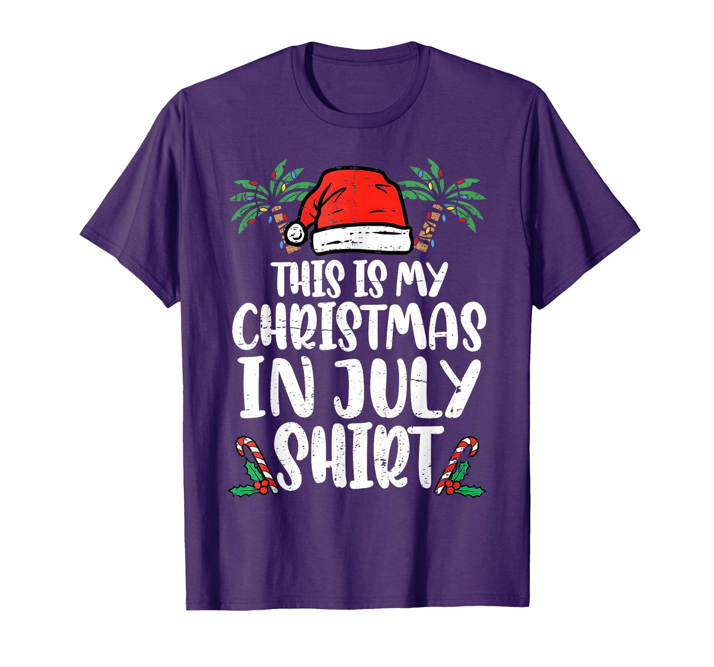 Christmas in July Shirt Santa Hat Summer Beach Vacation Xmas T-Shirt