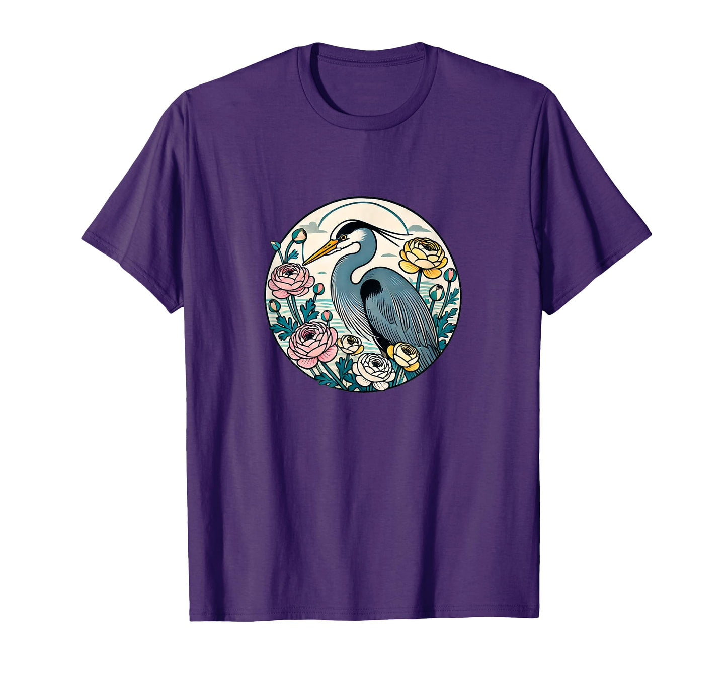 Great Blue Heron Illustration Bird Lover Herons T-Shirt