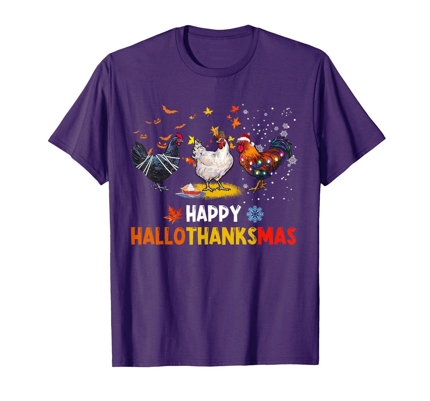 Chicken Halloween Happy Hallothanksmas Autumn Thanksgiving T-Shirt
