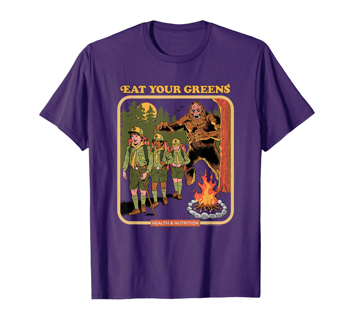 Steven Rhodes Eat Your Greens Bigfoot Retro Dark Humor T-Shirt