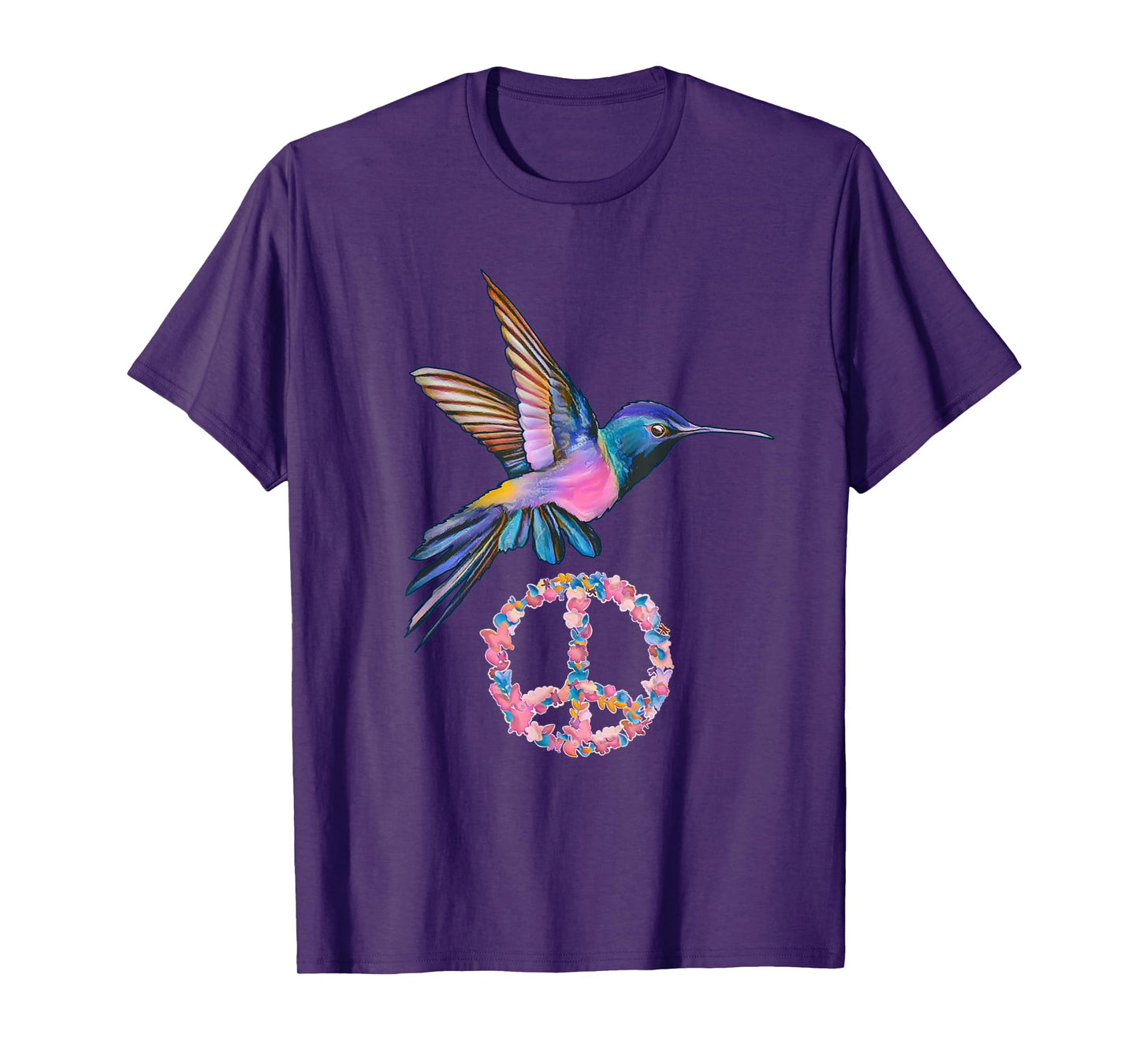 HUMMINGBIRD PEACE BIRD FLOWER POWER Hippie Tee gift women T-Shirt