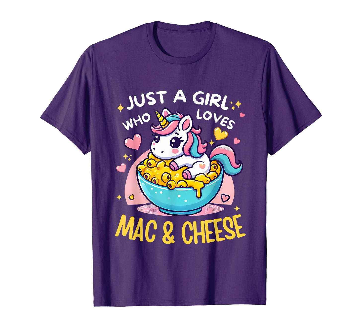 Just a Girl Who Loves Mac and Cheese Cute Unicorn Pasta T-Shirt