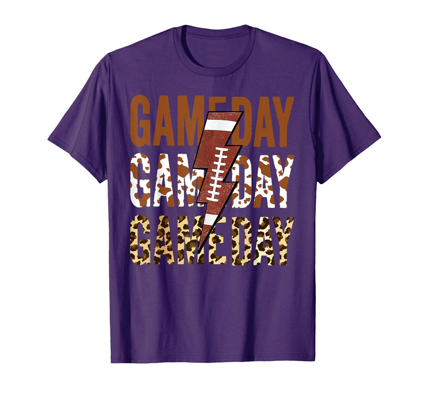 Vintage Game Day Football Leopard Men Women Kids T-Shirt