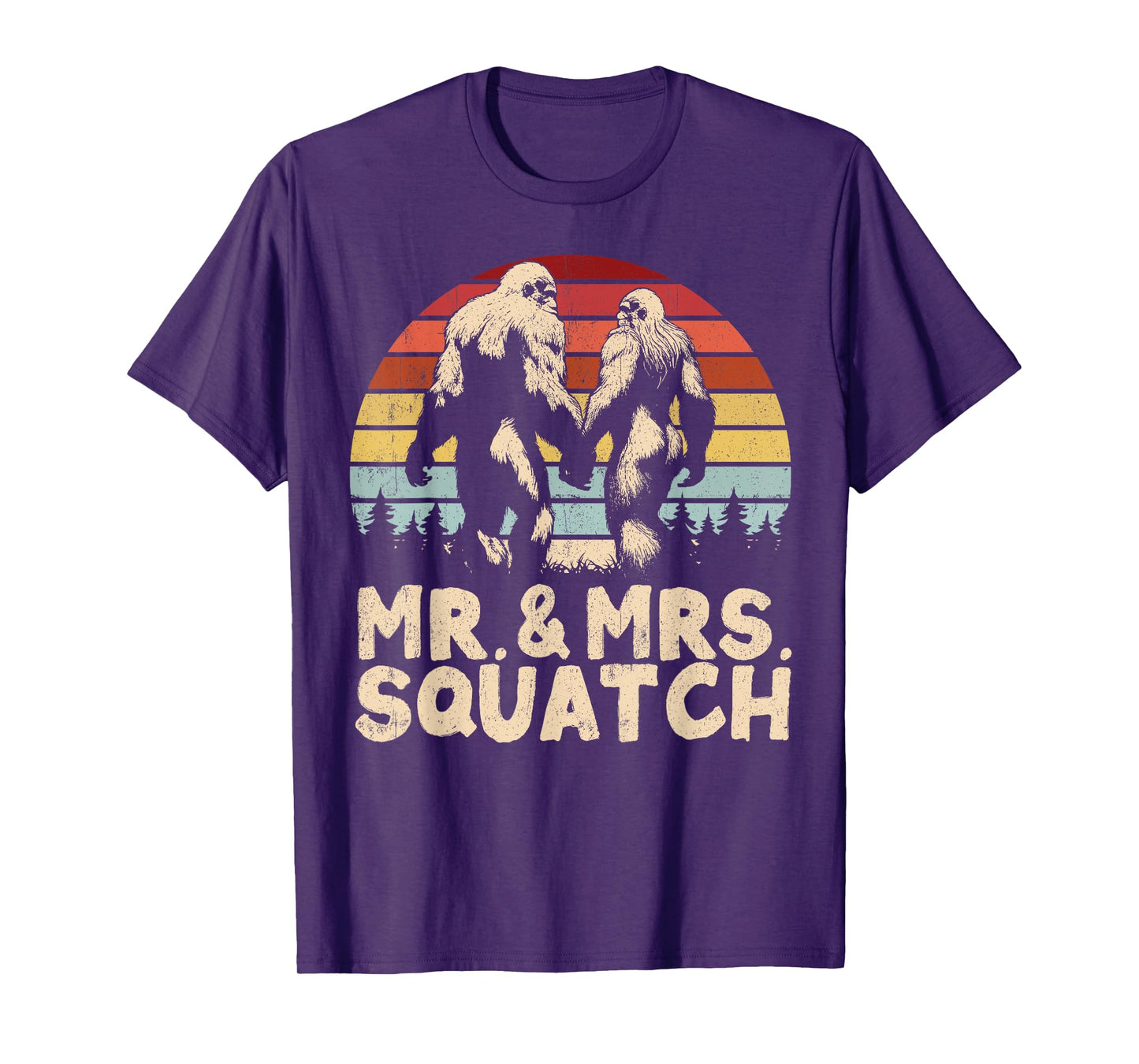Mr Mrs Squatch Husband Wife Matching Bigfoot Funny Wedding T-Shirt