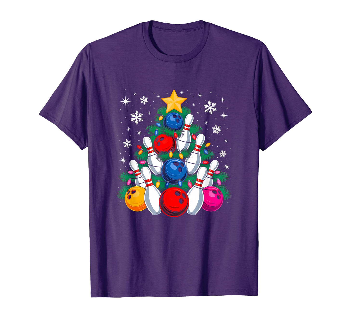 Bowling Player Christmas Tree Light Xmas Bowling Lover Boys T-Shirt
