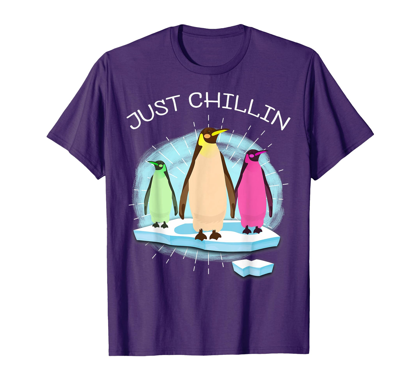 UAB KIDKIS Kids Unisex Black Cartoon Penguin On Ice Funnny T-Shirt