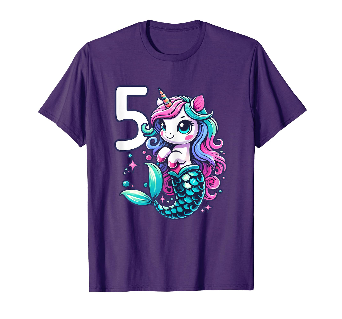 Unicorn Mermaid 5th Birthday 5 Year Old Party Girls Outfit T-Shirt
