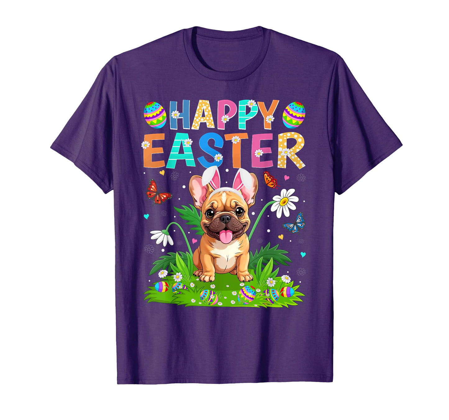French Bulldog Happy Easter Egg Hunt Bunny Ear Easter Sunday T-Shirt