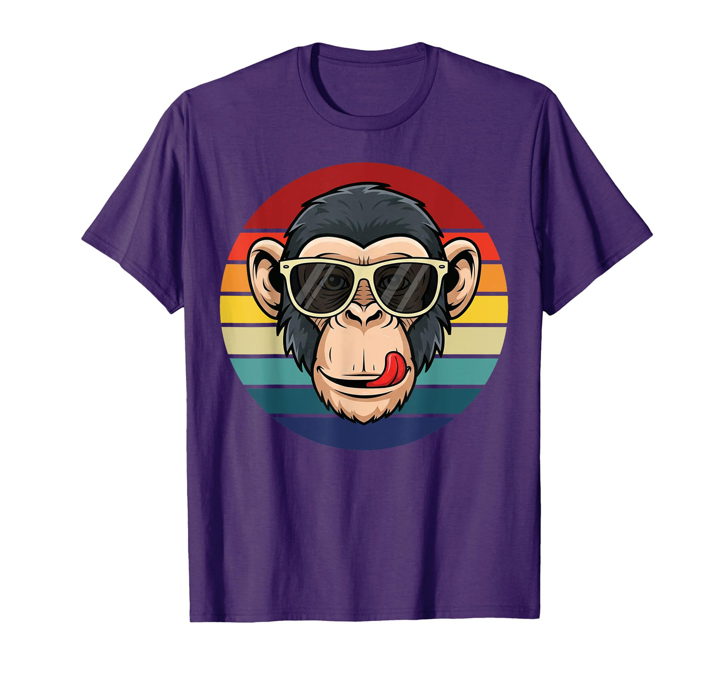 Funny Monkey Cartoon Retro Sunset for Men Women Kids Girls T-Shirt