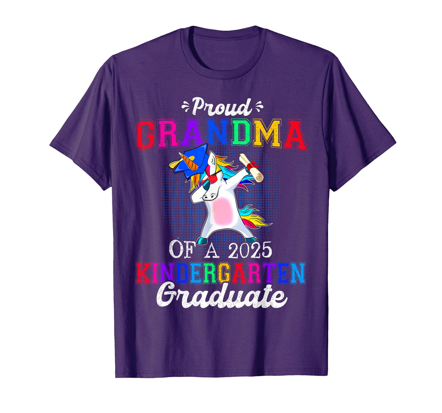 Proud Grandma Of A 2025 Kindergarten Graduate Unicorn Dab T-Shirt