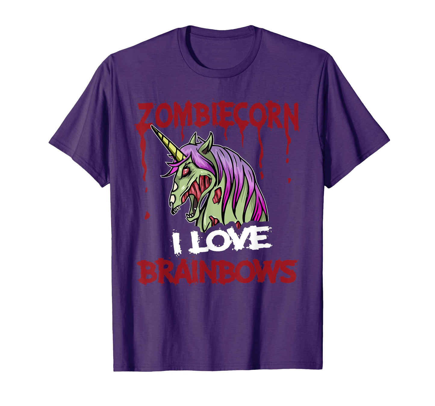 Zombie Unicorn I Love Brainbows Brains Funny Gothic Goth T-Shirt