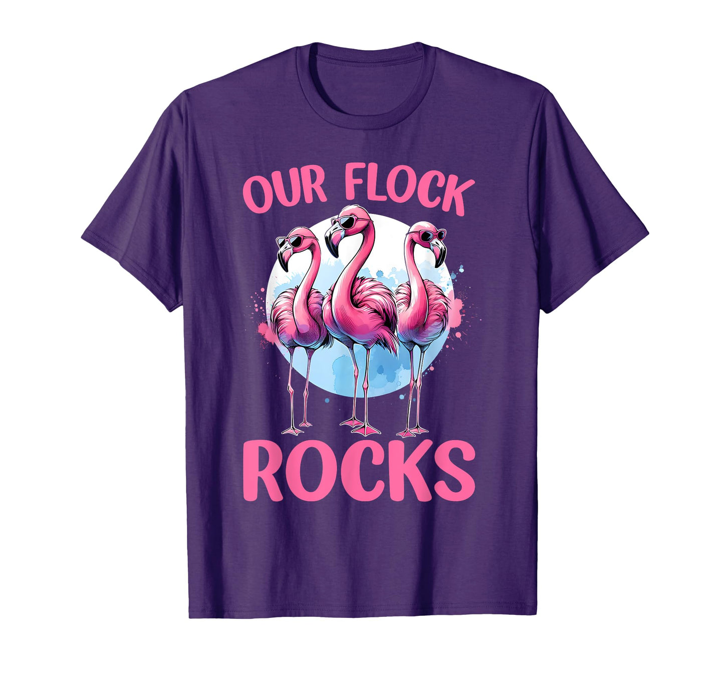 Our Flock Rocks Flamingos Lover Family Vacation Group T-Shirt