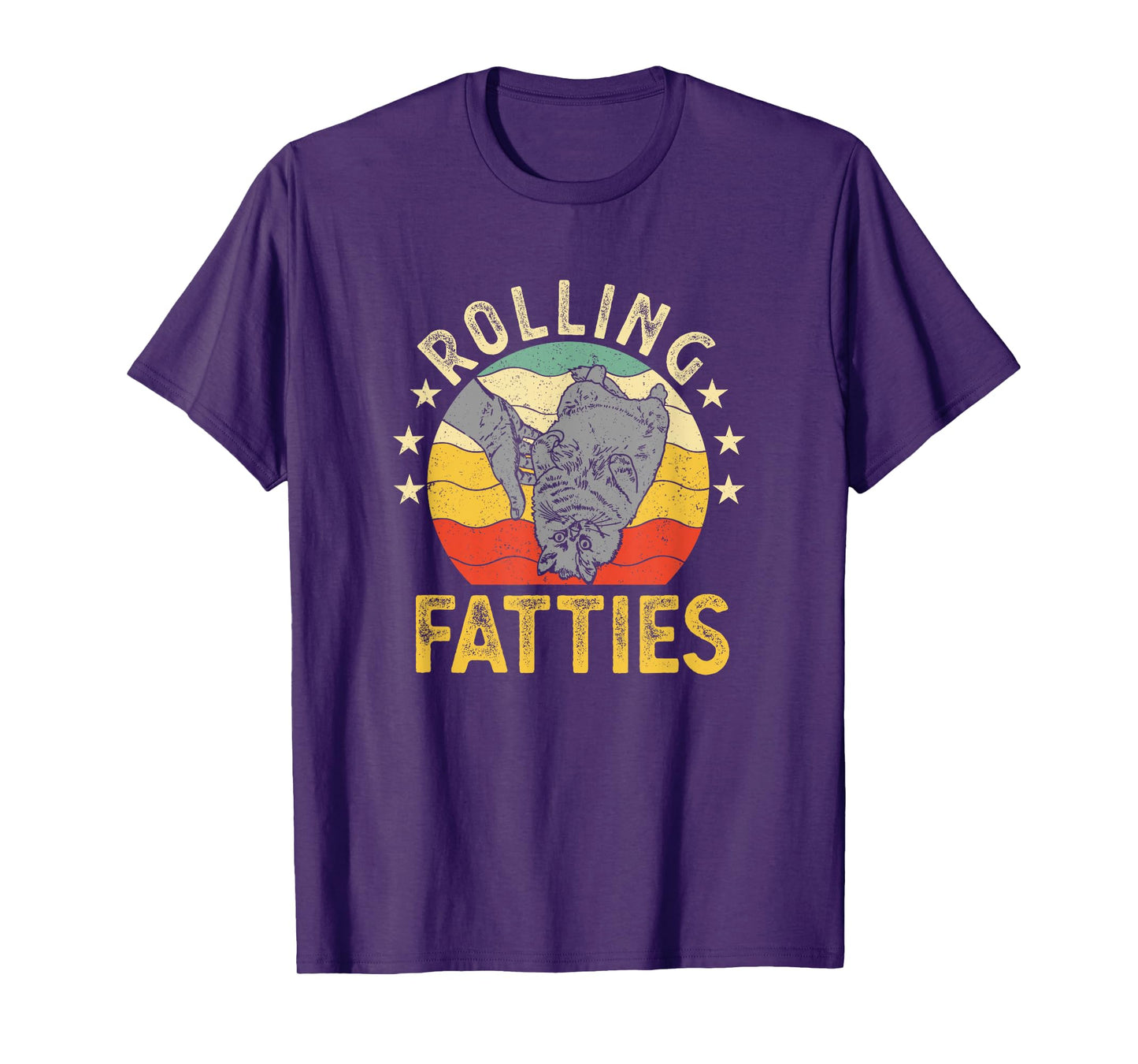 Vintage Rolling Fatties Cat Retro Kitty Kitten Meow Lover T-Shirt for Men Women