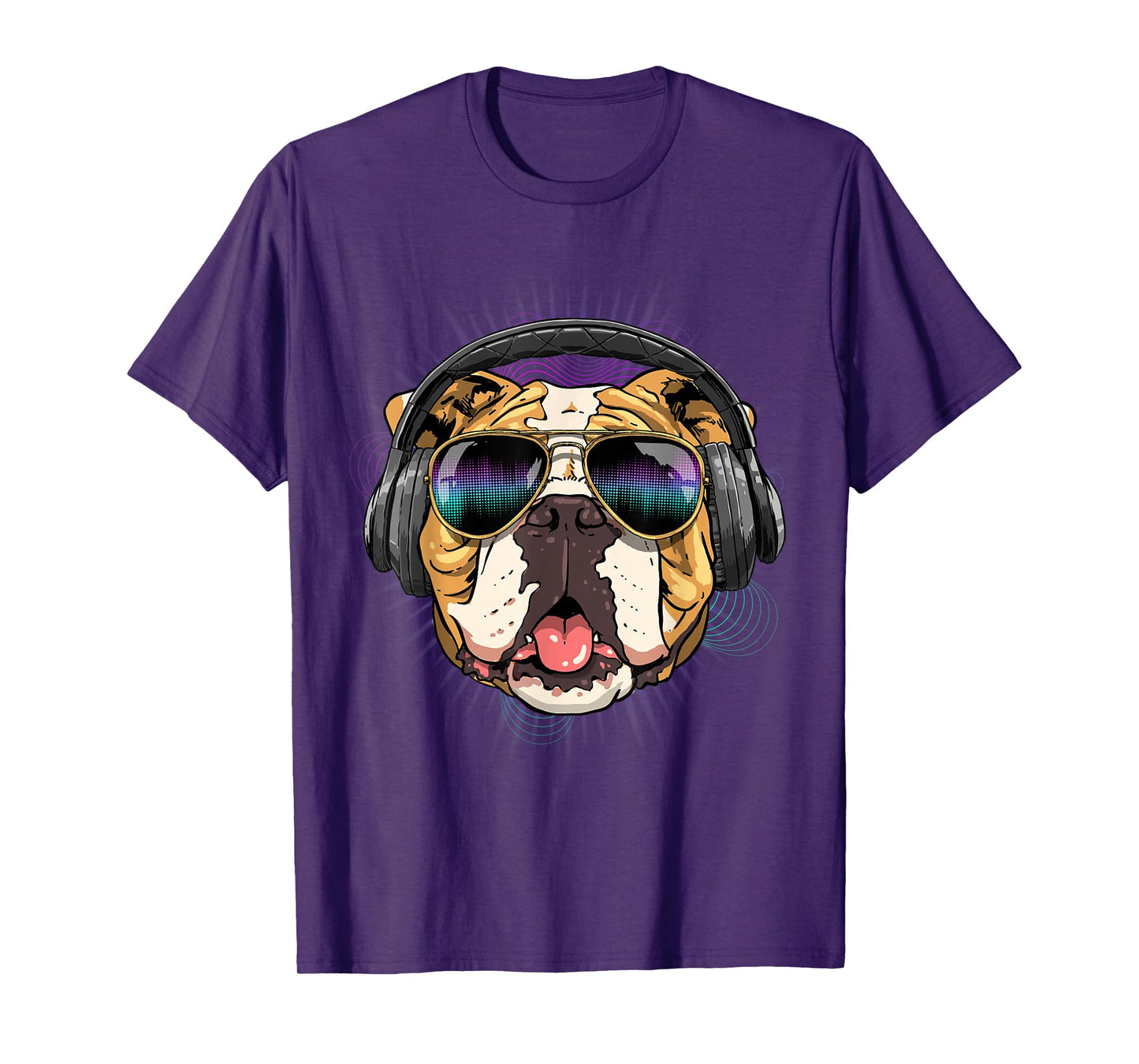 Music American Bulldog DJ with Headphones, Musical Dog Lovers T-Shirt