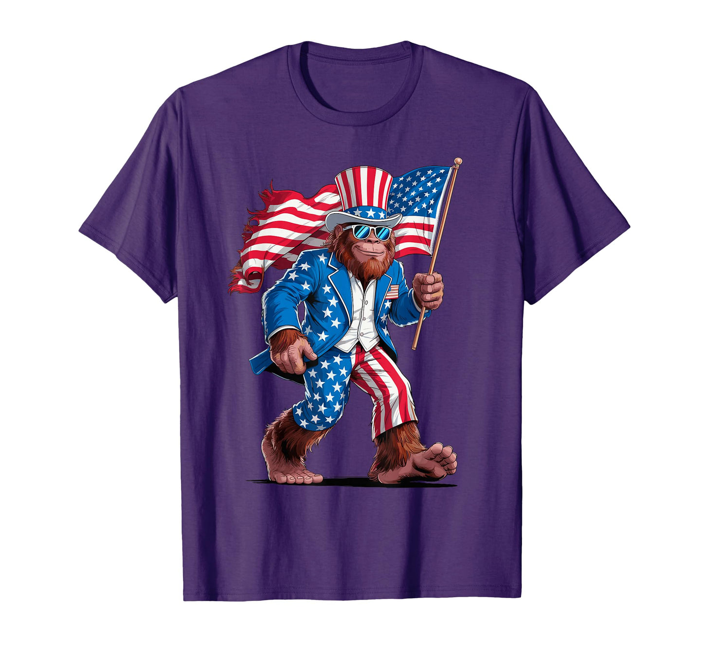 4th Of July Patriotic American Bigfoot Sasquatch USA Flag T-Shirt