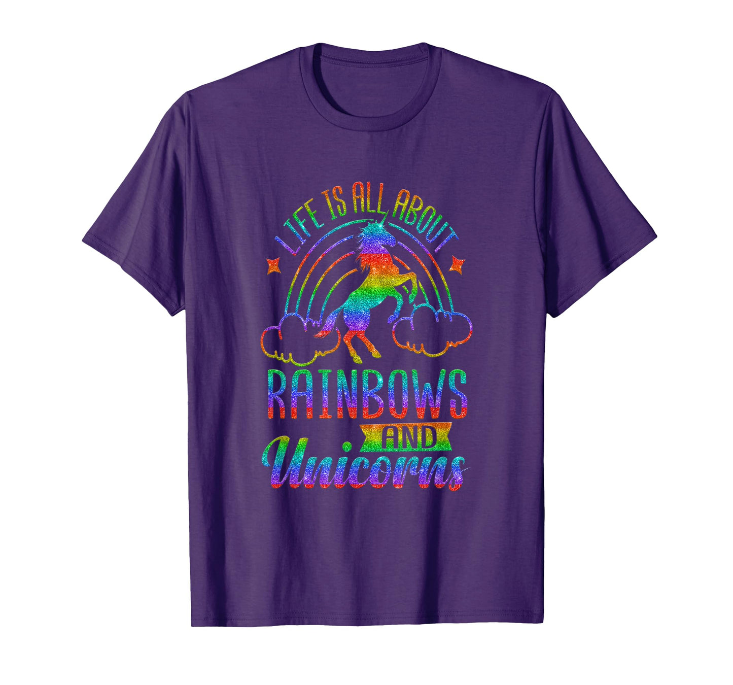 Life Is All About Rainbows And Unicorns Shirt Girls Ombre T-Shirt