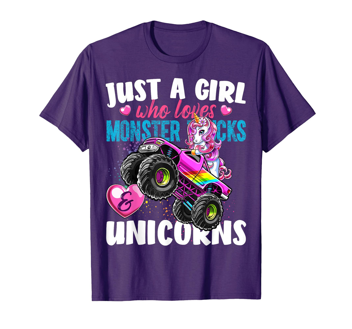Just a Girl Who Loves Monster Trucks and Unicorns Gift Girls T-Shirt