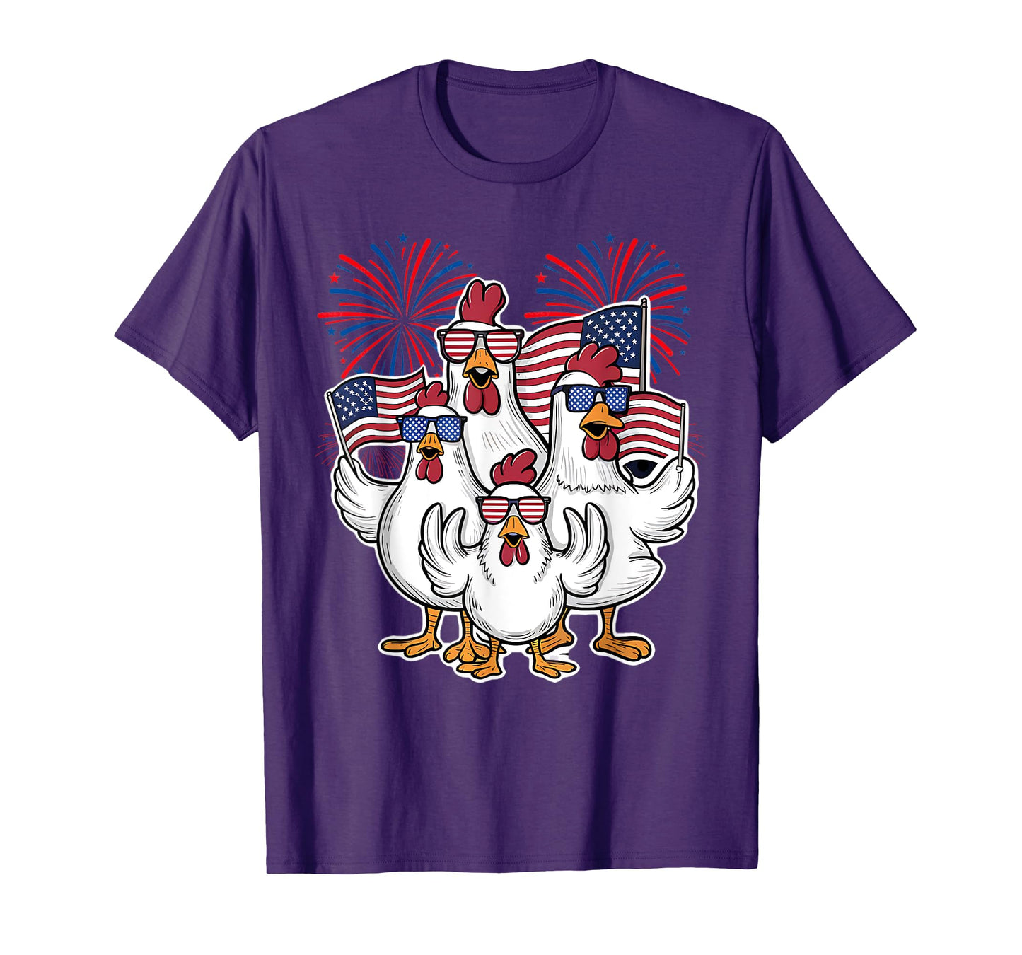 Chicken Fourth of July Patriotic USA Flag 4th July Chicken T-Shirt