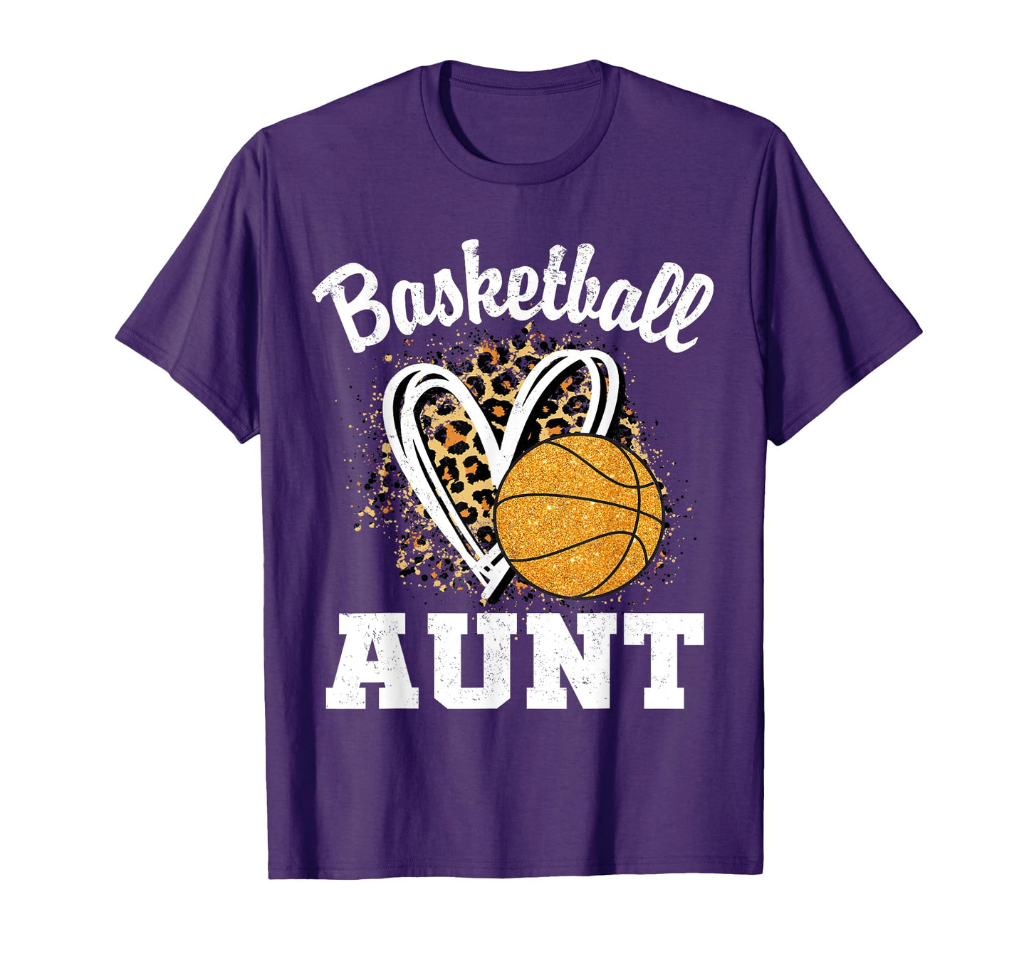Basketball Aunt Leopard Heart T-Shirt