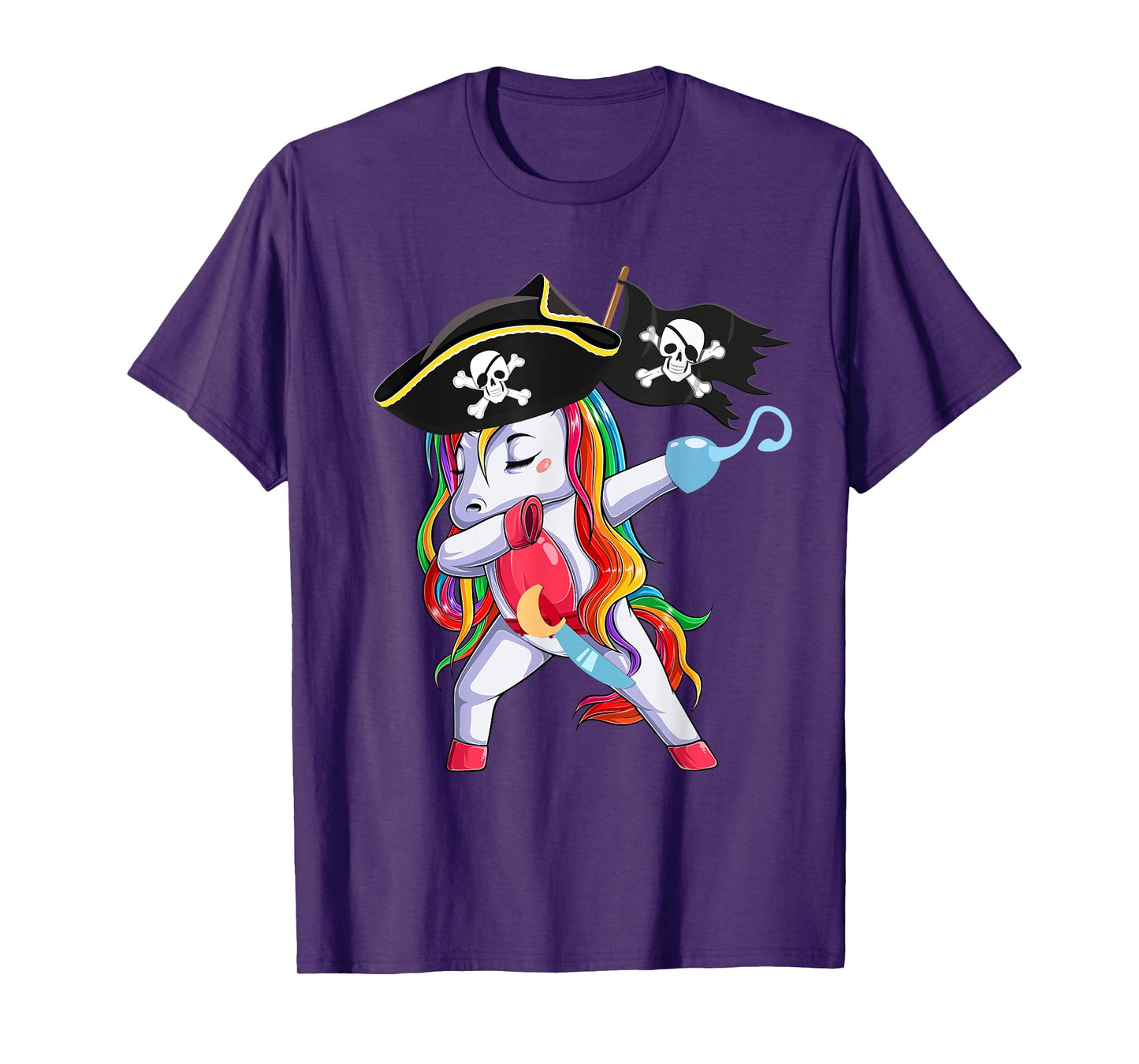 Halloween Dabbing Cute Pirate Unicorn Apparel Kids Girls T-Shirt